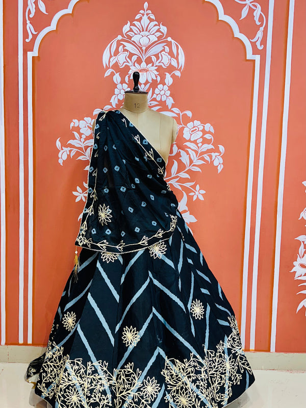 CHINON GOTA WORK LEHERIYA LEHENGA