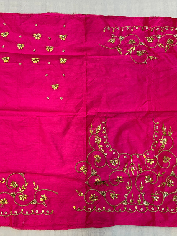 UNSTITCHED SILK GOTA PATTI HANDWORK BLOUSE