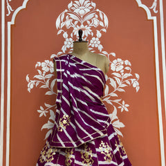 CHINON GOTA PATTI HANDWORK LEHERIYA LEHENGA