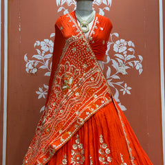 PURE GAZI SILK BHANDEJ LEHENGA