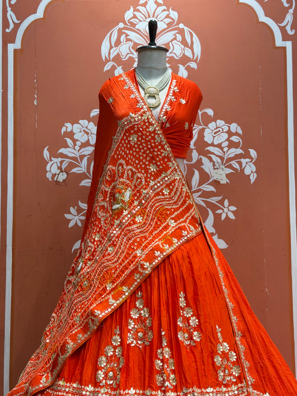 PURE GAZI SILK BHANDEJ LEHENGA