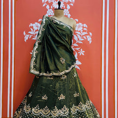 PURE COSMOS TISSUE HANDWORK GOTA PATTI LEHENGA