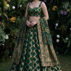 TAFETA SILK 24 KALI GHATCHOLA LEHENGA