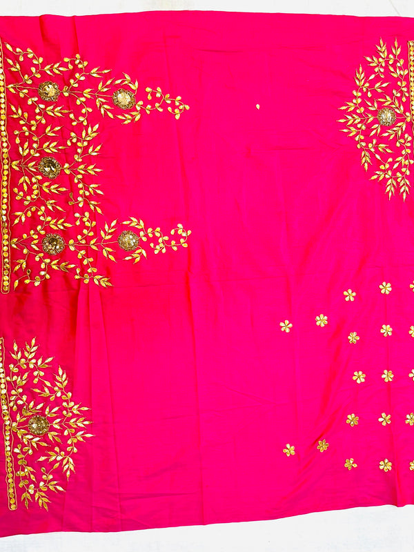 UNSTITCHED SILK GOTA PATTI HANDWORK BLOUSE