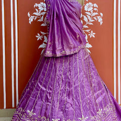 PURE COSMOS TISSUE HANDWORK GOTA PATTI LEHENGA