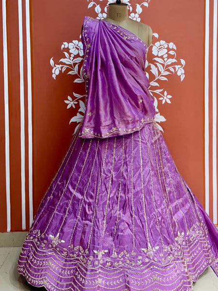 PURE COSMOS TISSUE HANDWORK GOTA PATTI LEHENGA
