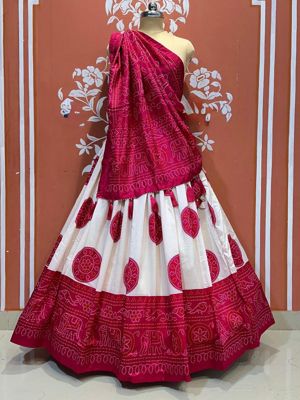 TUSSAR SILK GUJRATI BOOTA LEHENGA