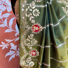 PURE COSMOS TISSUE HANDWORK GOTA PATTI LEHENGA