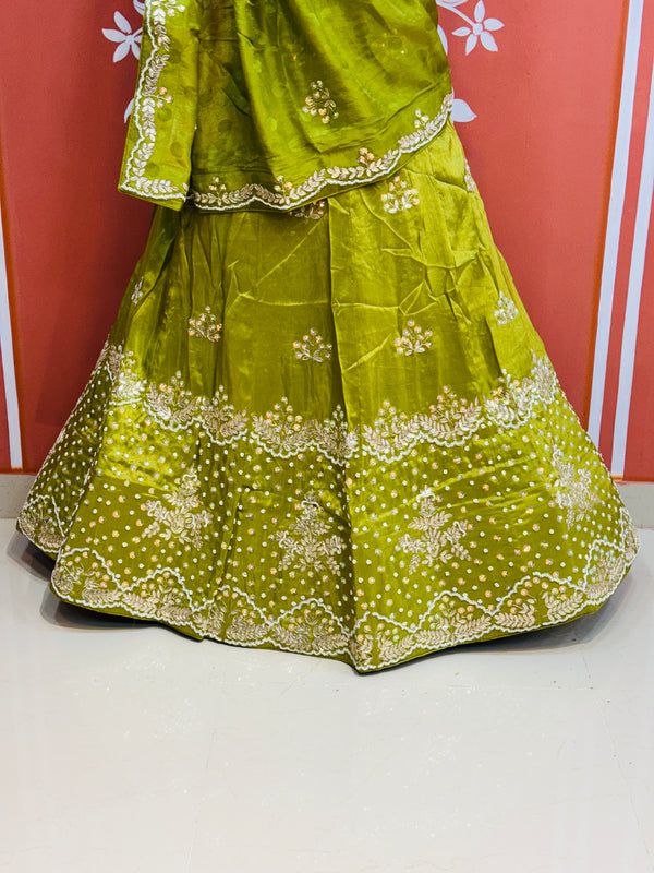 PURE COSMOS TISSUE HANDWORK GOTA PATTI LEHENGA