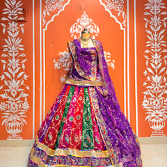 Bandhej Multi Rajwadi Lehenga