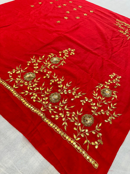 UNSTITCHED SILK GOTA PATTI HANDWORK BLOUSE