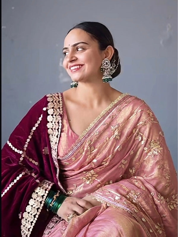 Pure Golden Tissue Gota Patti Saree