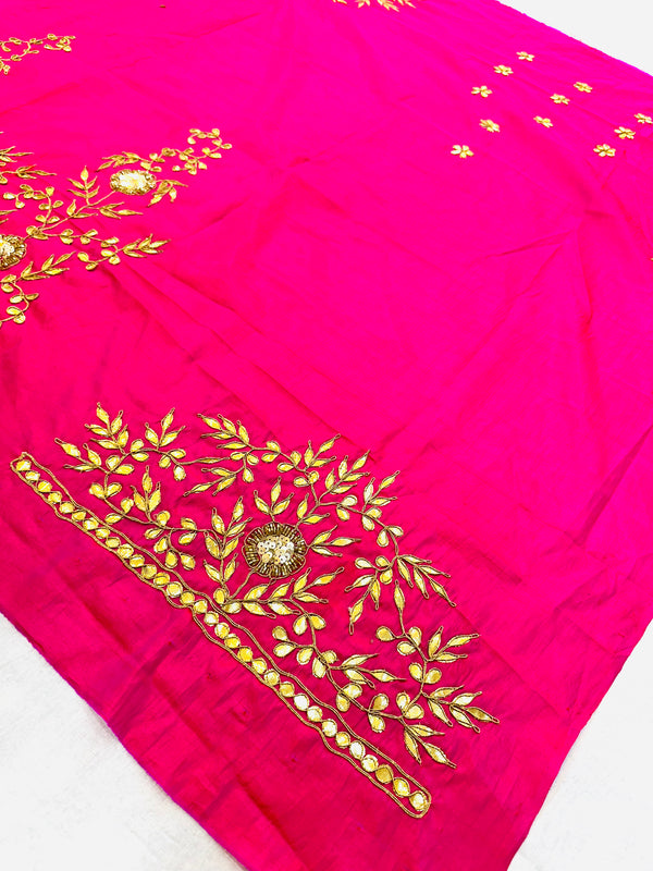 UNSTITCHED SILK GOTA PATTI HANDWORK BLOUSE