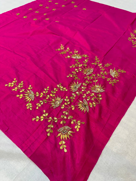 UNSTITCHED SILK GOTA PATTI HANDWORK BLOUSE