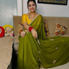 Semi Chiffon Gota Saree