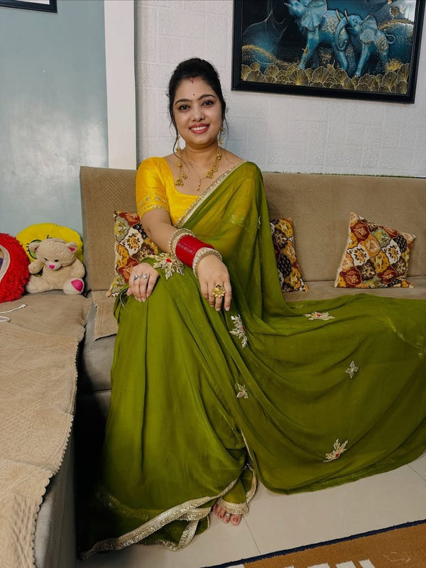 Semi Chiffon Gota Saree