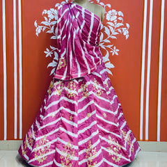 CHINON GOTA PATTI HANDWORK LEHERIYA LEHENGA