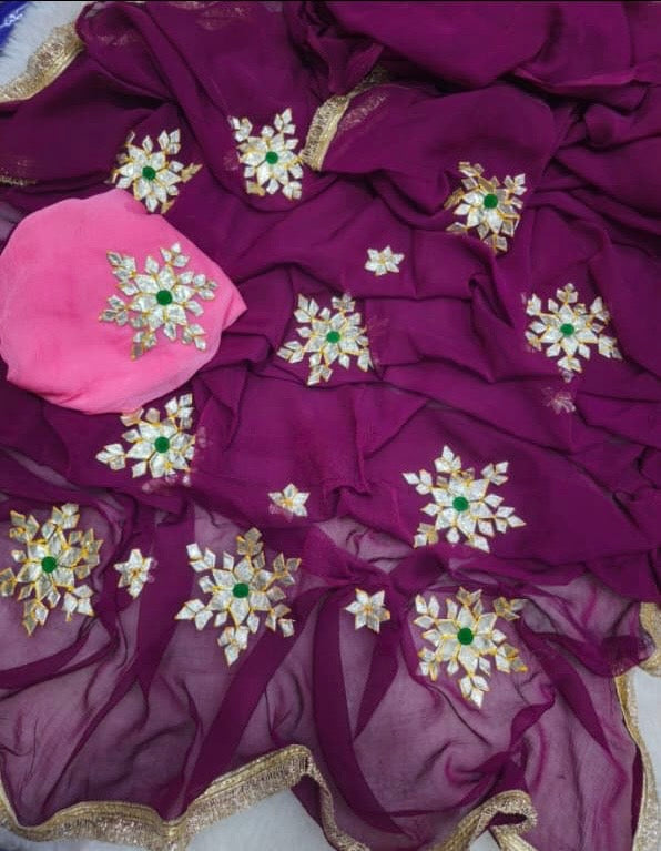 Semi Chiffon Gota Saree
