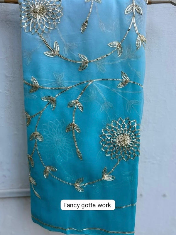 Semi Chiffon Gota Jal Saree
