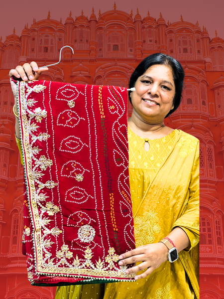 PURE VISCOSE GEORGETTE BHANDEJ SAREE