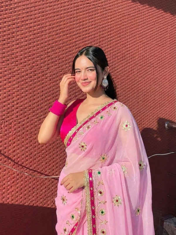 Flower Gota Patti Saree