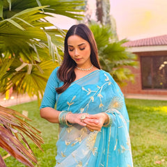 Semi Chiffon Gota Jal Saree