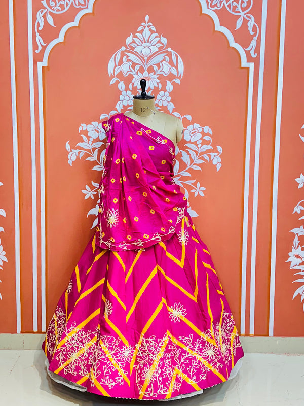 CHINON GOTA WORK LEHERIYA LEHENGA