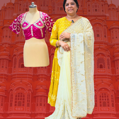 PURE DIAMOND CHIFFON SAREE WITH AANGI BLOUSE