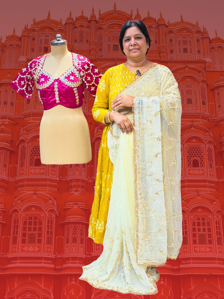 PURE DIAMOND CHIFFON SAREE WITH AANGI BLOUSE