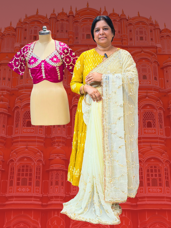 PURE DIAMOND CHIFFON SAREE WITH AANGI BLOUSE