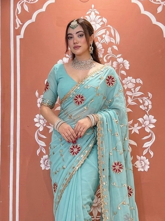 Pure Chiffon Gota Patti Saree
