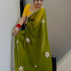 Semi Chiffon Gota Saree