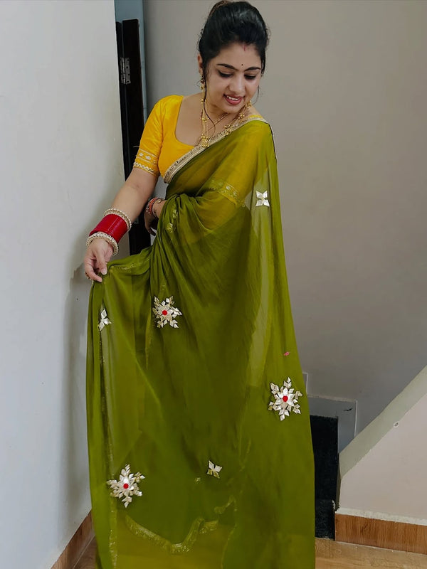 Semi Chiffon Gota Saree