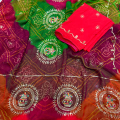 Multicolour Bandhej Saree