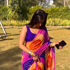 Semi Chiffon Bhandej Saree
