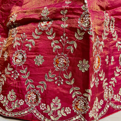 PURE COSMOS TISSUE HANDWORK GOTA PATTI LEHENGA