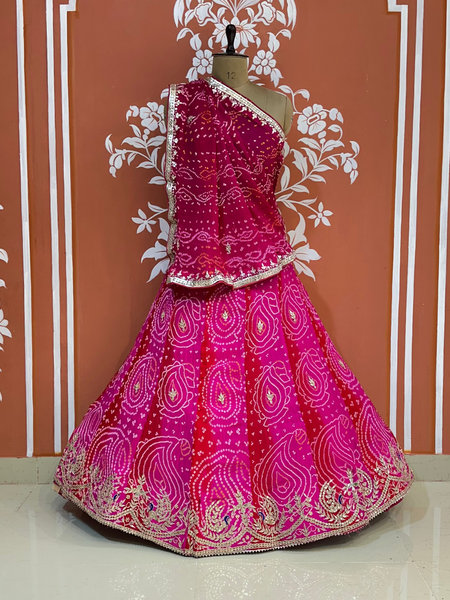 PURE CRAPRE SILK BHANDEJ LEHENGA