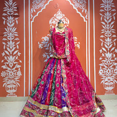 Bandhej Multi Rajwadi Lehenga