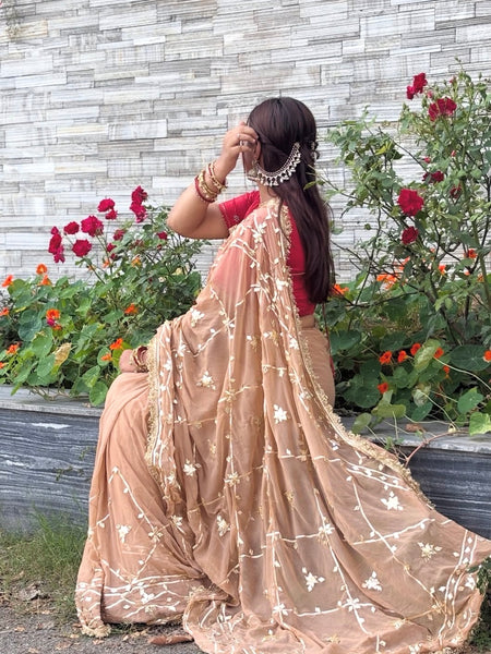 Gota Jal semi chiffon Saree