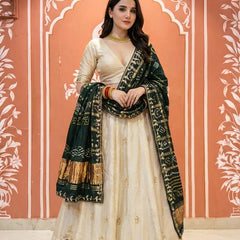 Pure Gazi Satin Silk Handwork Lehenga