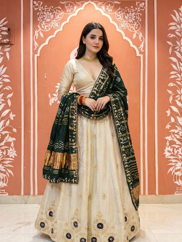 Pure Gazi Satin Silk Handwork Lehenga