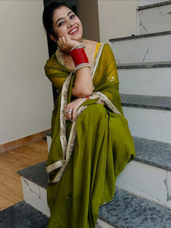 Semi Chiffon Gota Saree