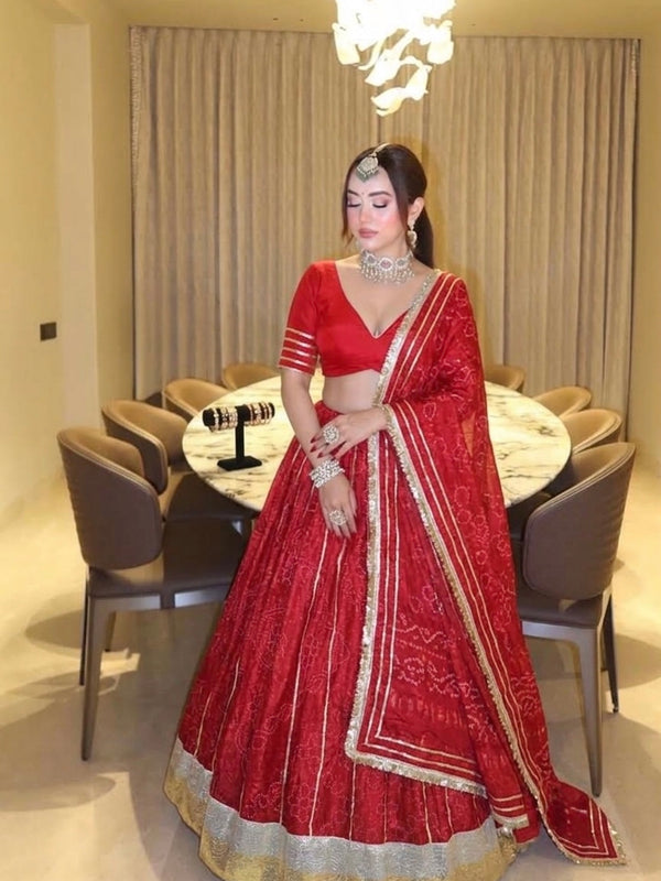 Karwachauth Bandhej Lehenga