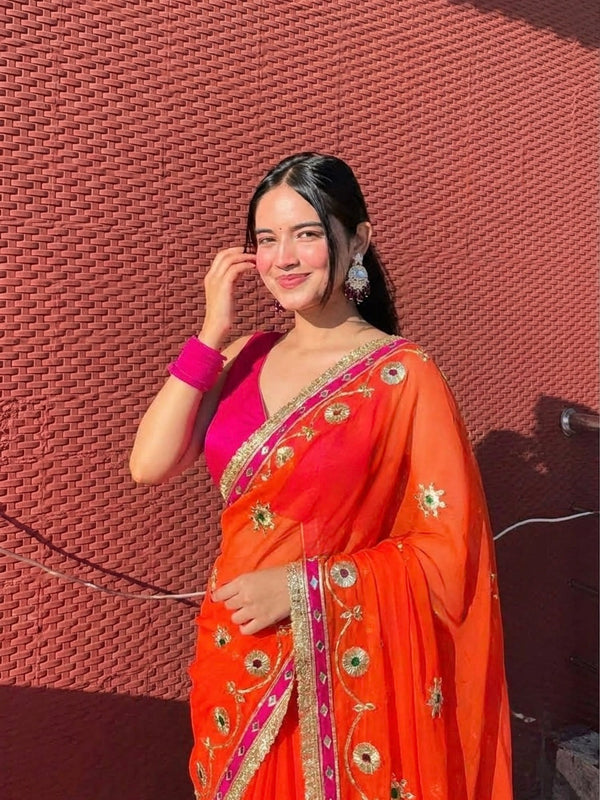 Flower Gota Patti Saree