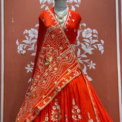 PURE GAZI SILK BHANDEJ LEHENGA