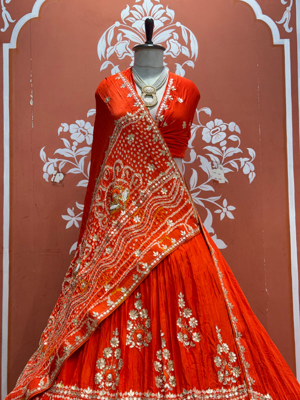 PURE GAZI SILK BHANDEJ LEHENGA