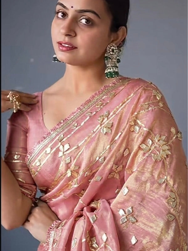 Pure Golden Tissue Gota Patti Saree