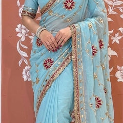 Pure Chiffon Gota Patti Saree