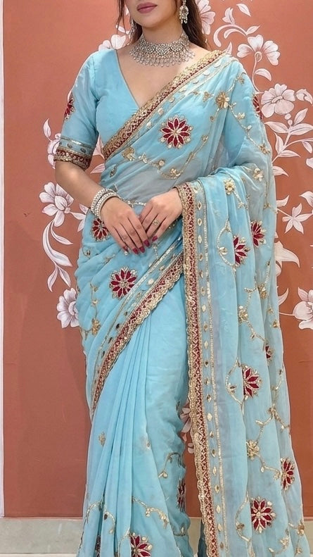 Pure Chiffon Gota Patti Saree
