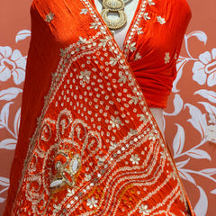PURE GAZI SILK BHANDEJ LEHENGA